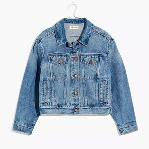 Madewell Cropped Trucker Jean Jacket in Woodlane Wash (Size M)